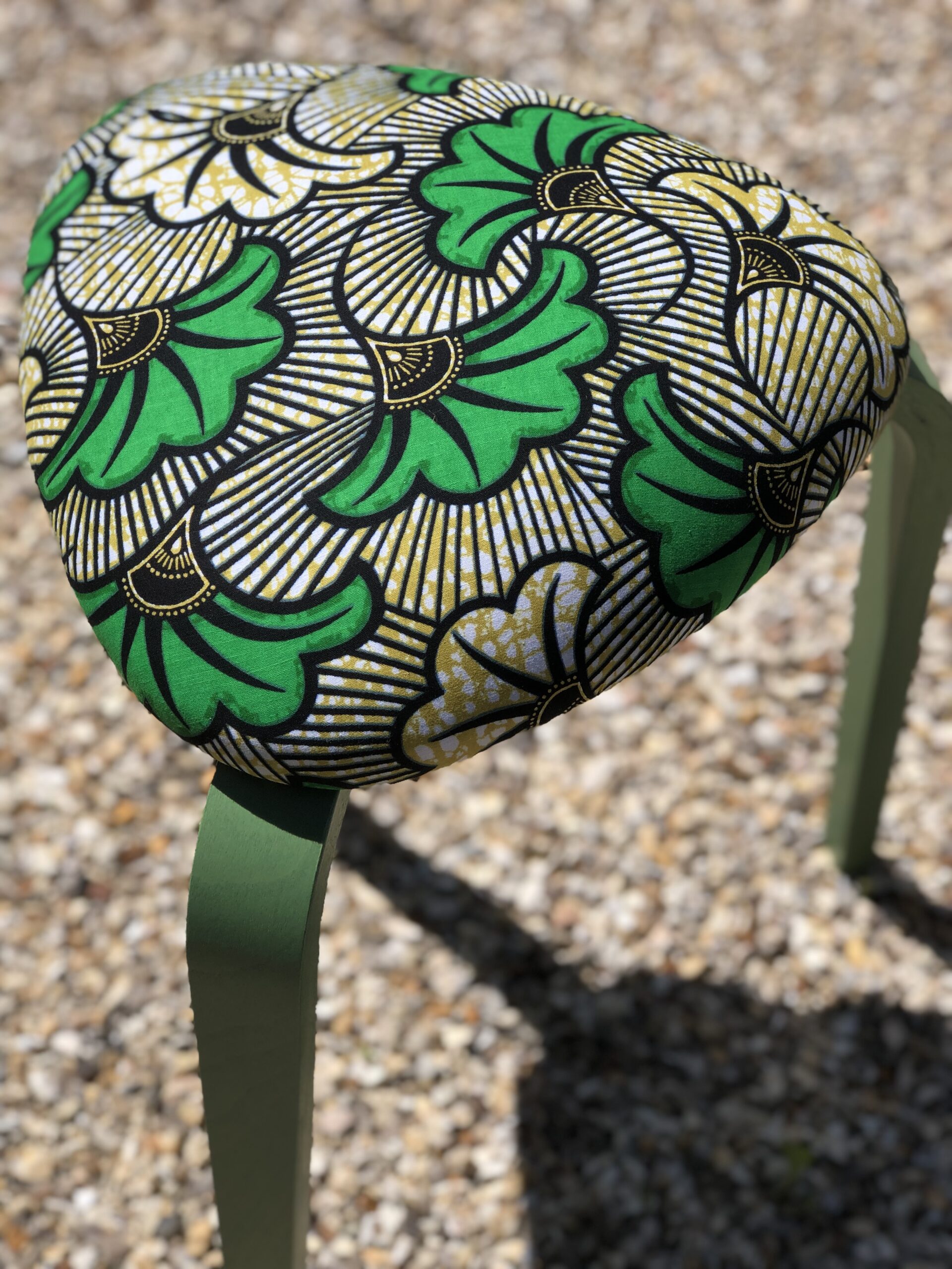 Tabouret tissu africain fleur de mariage
